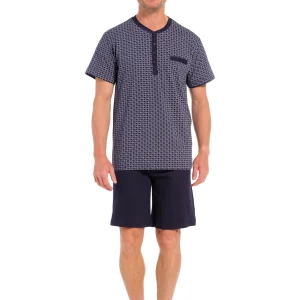 33241-624-4 Pastunette for Men shortama met borstzakje en knoopjes