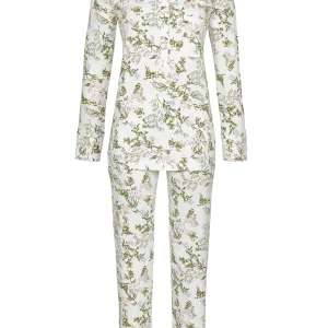 Cherie Line - Pyjama met bloemendessin en knoopsluiting - champagner