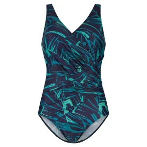 Ten Cate Swimsuit  soft cup shape painted leaves navy