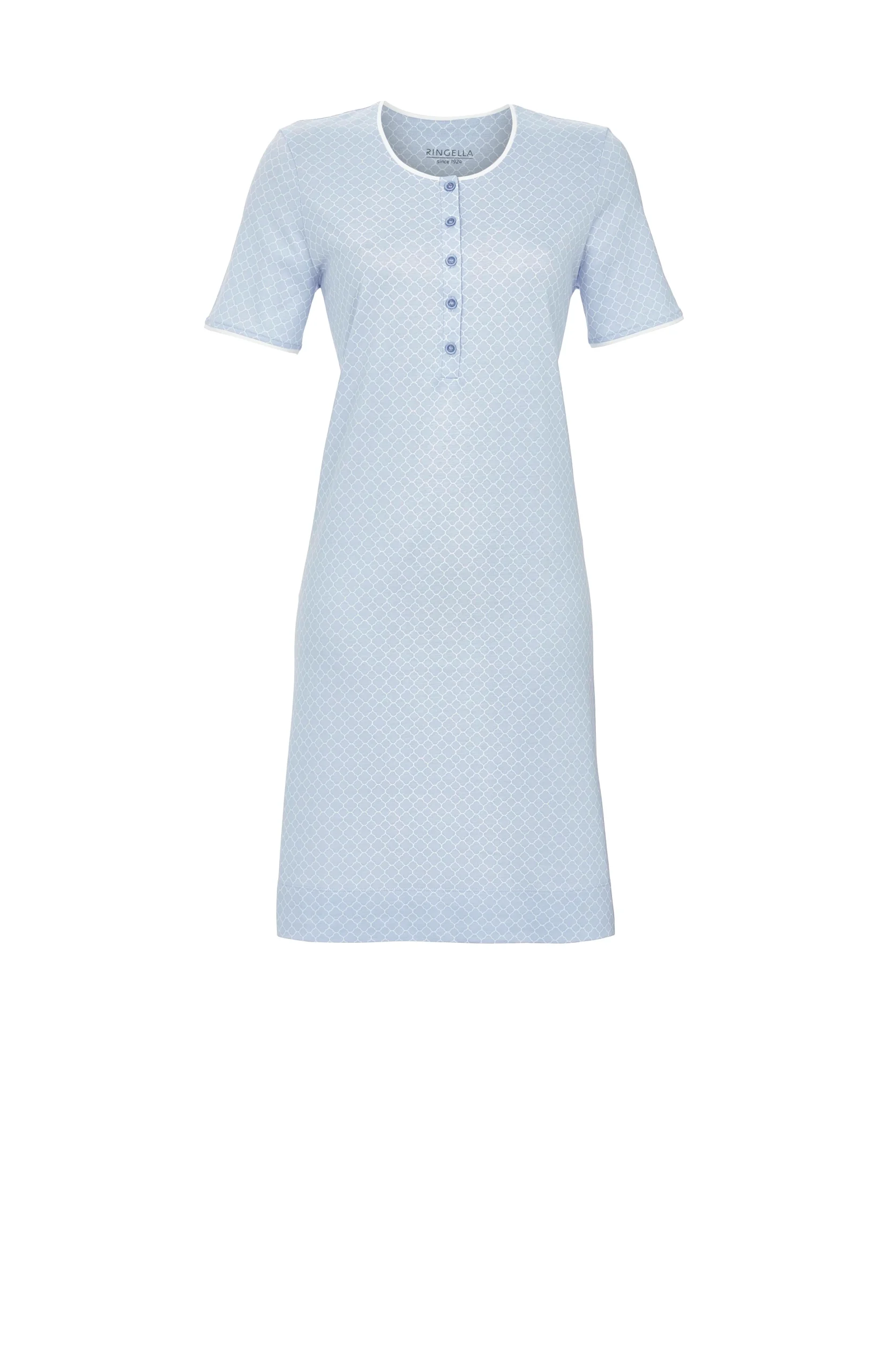 Ringella- Nachthemd met knoopsluiting - Lichtblauw