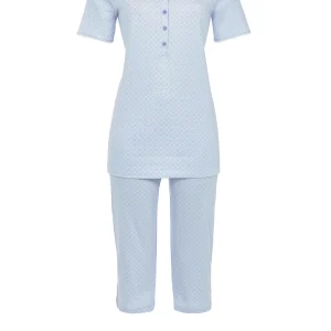 Ringella- Pyjama met capribroek -  Lichtblauw