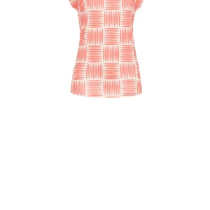 Ringella - Mouwloos bovenstuk in abstract dessin - koraal