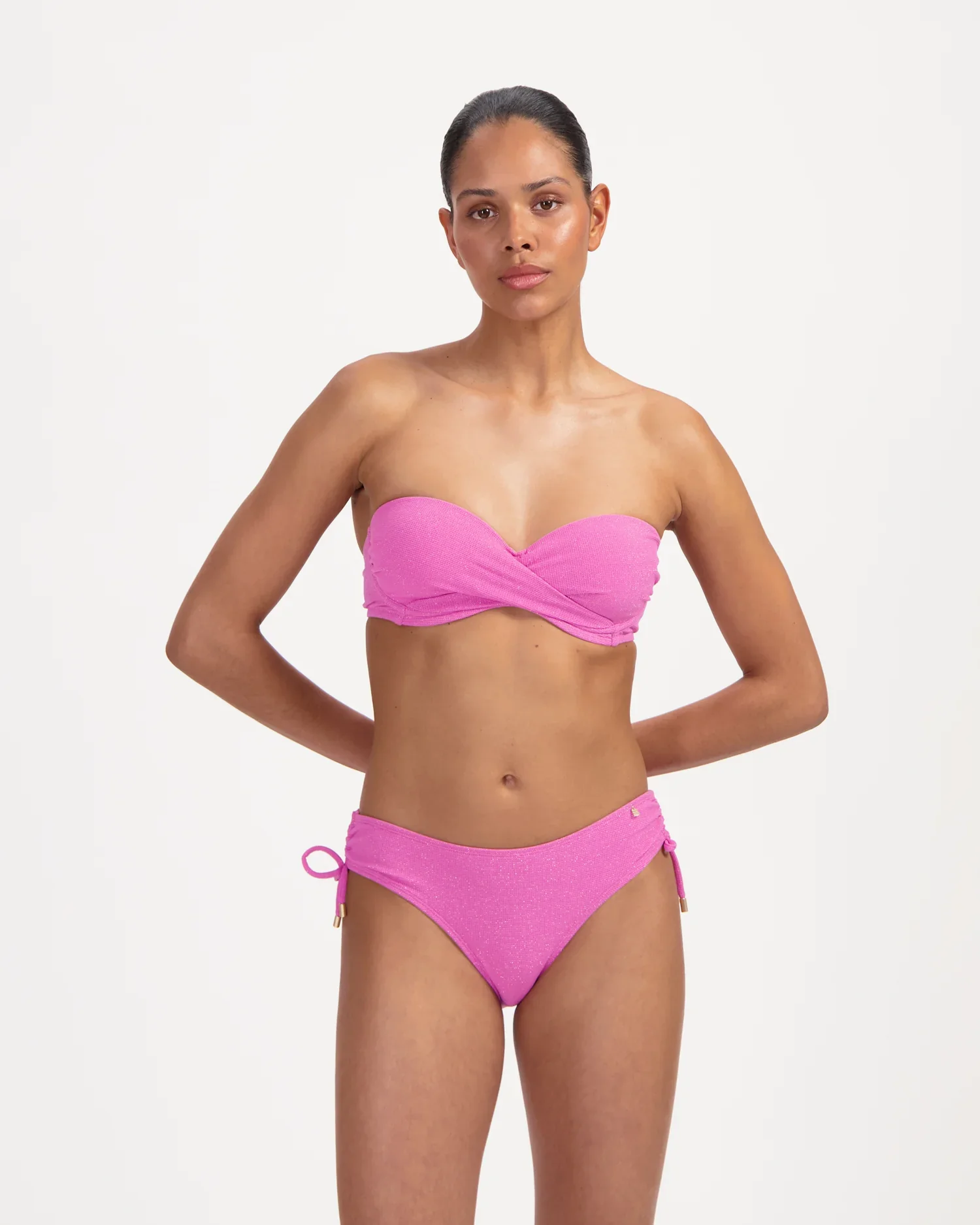 Beachlife - Multifunctionele bikinitop met beugel – roze glitter (structuur/glitterstof) - Afbeelding 8