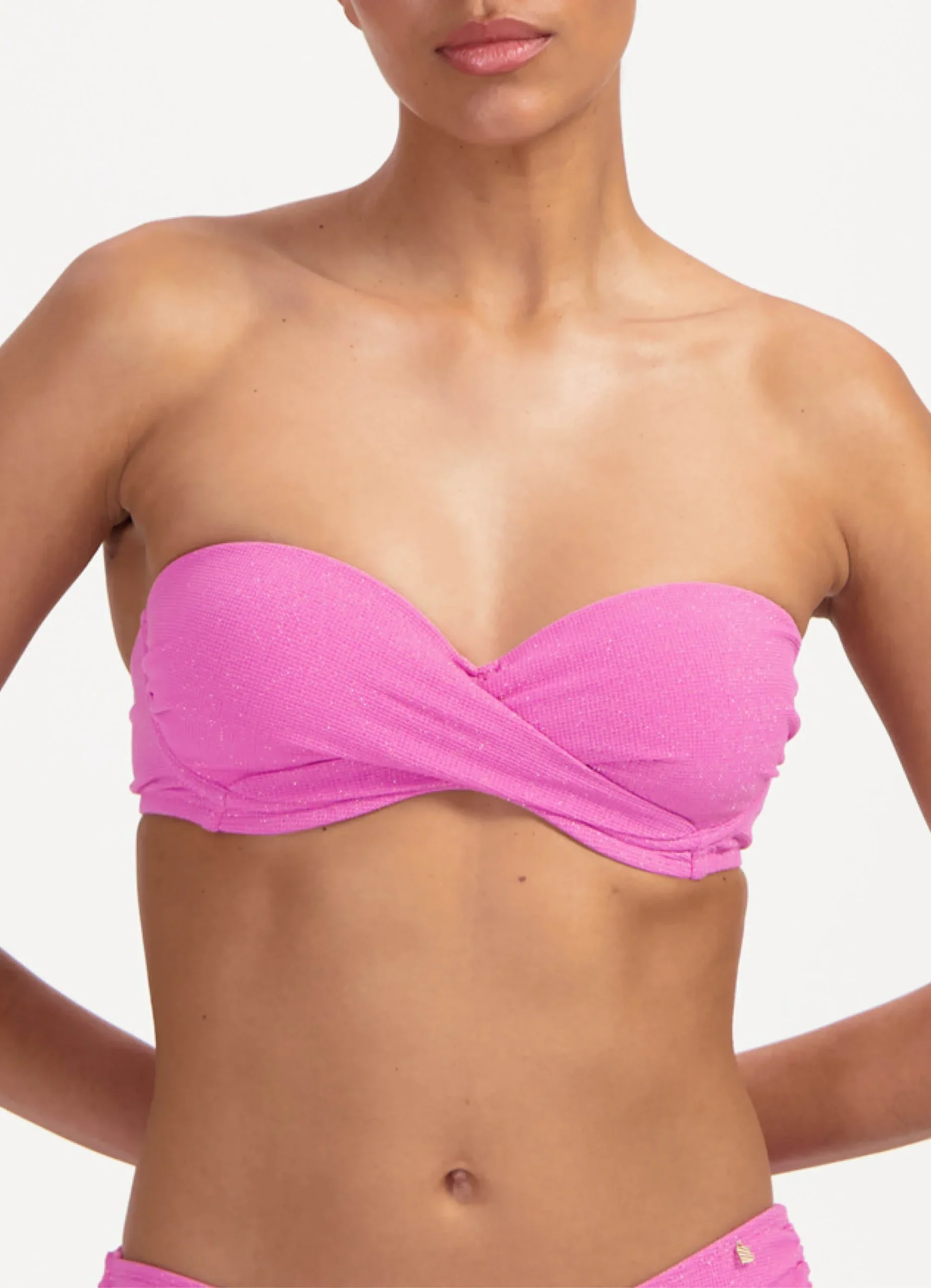Beachlife - Multifunctionele bikinitop met beugel – roze glitter (structuur/glitterstof) - Afbeelding 2