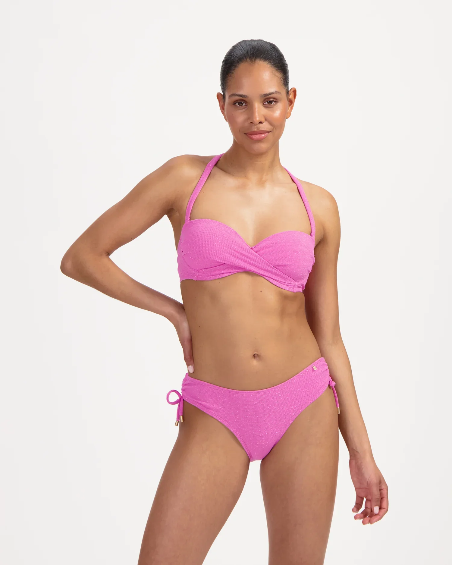 Beachlife - Multifunctionele bikinitop met beugel – roze glitter (structuur/glitterstof) - Afbeelding 7