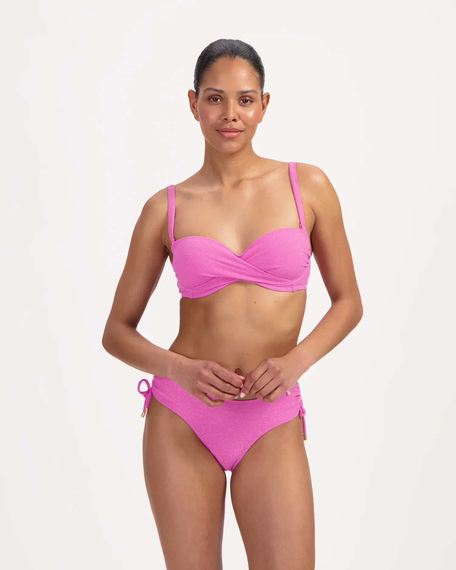 Beachlife - Multifunctionele bikinitop met beugel – roze glitter (structuur/glitterstof) - Afbeelding 3