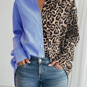 Blouse met colorblock ontwerp en lange mouwen