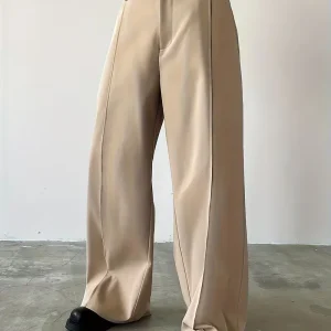 Broek met geplooid design en losse rechte pijp