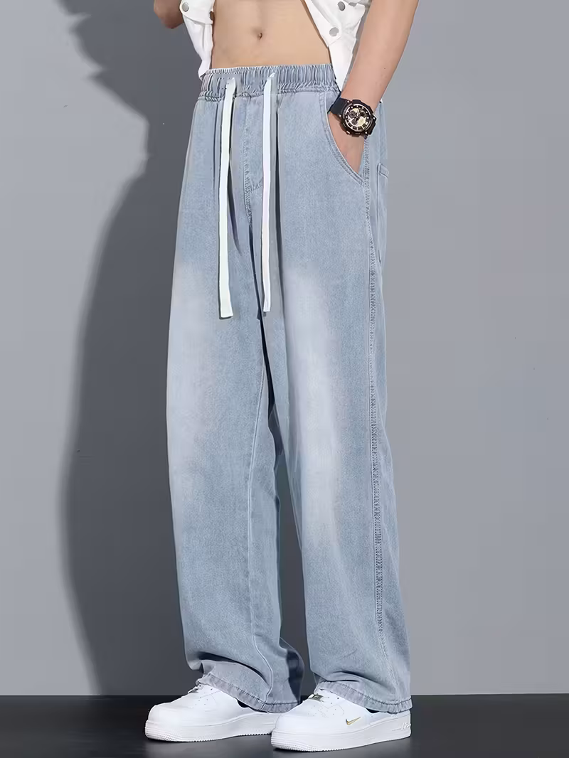 Broek met rechte pijp en losse pasvorm