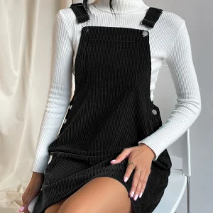 Casual jurk met ribbelstructuur en verstelbare schouderbanden