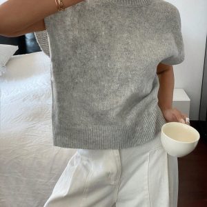 Casual trui met korte mouwen en ronde hals