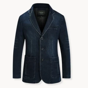 Hugo | Denim blazer met reverskraag en opgestikte zakken