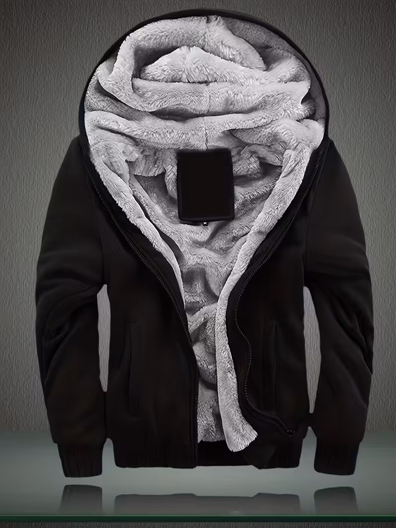 Fleece jas met capuchon en ritssluiting