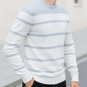 Gestreepte trui met ronde hals en lange mouwen