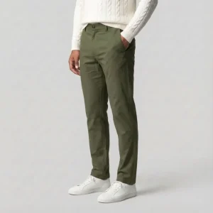 Groene chino met regular fit en zijzakken