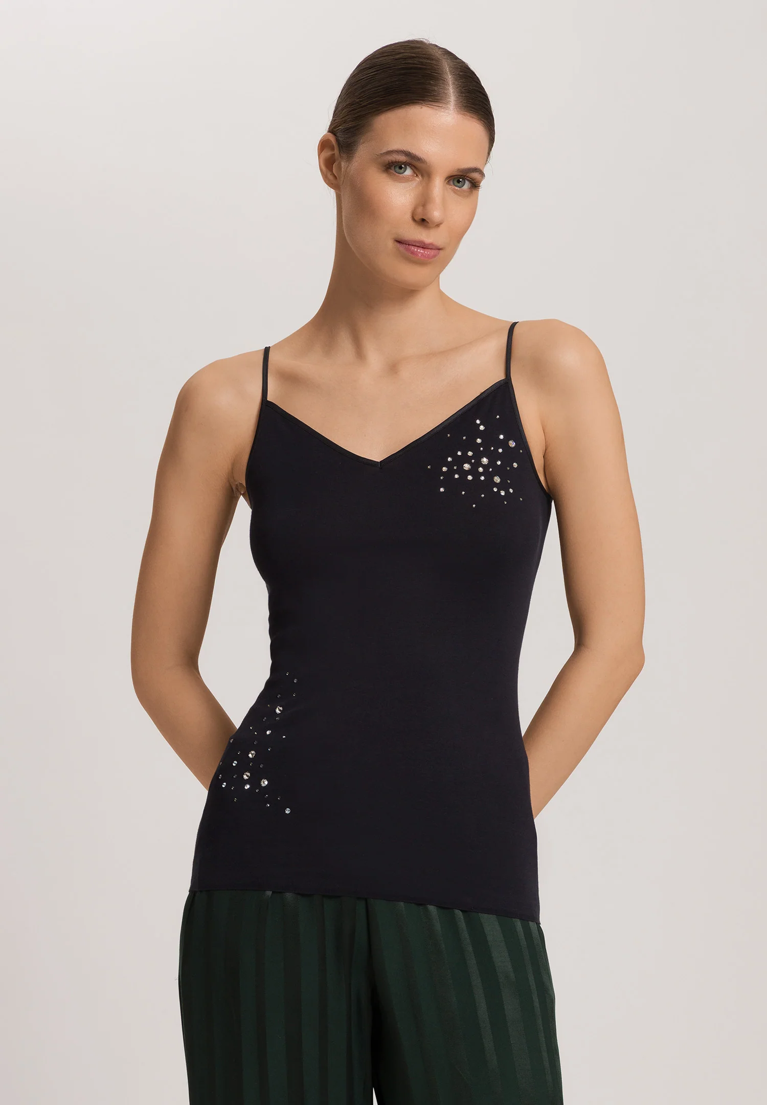 HANRO Cotton Seamless Spaghetti Top | Limited Edition met Swarovski®-Kristallen - Afbeelding 2