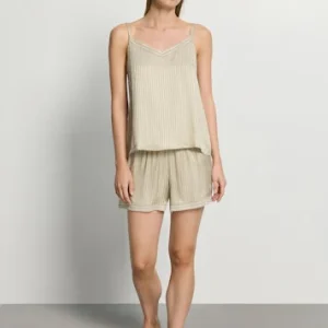 Hanro Sleep & Lounge Dames Set – Spaghetti Top & Korte Broek – Olive Stem - 074840