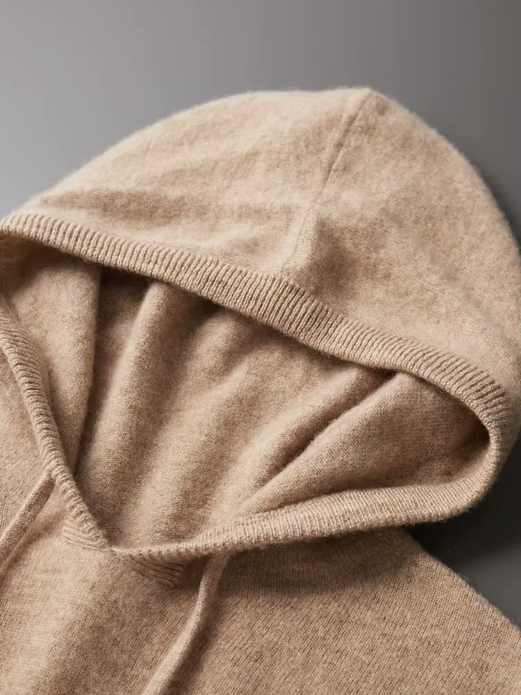 Hoodie van 100% cashmere met capuchon en trekkoord - Afbeelding 4