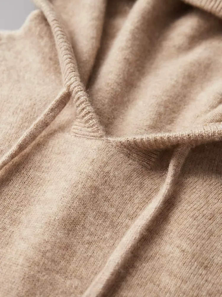 Hoodie van 100% cashmere met capuchon en trekkoord - Afbeelding 5