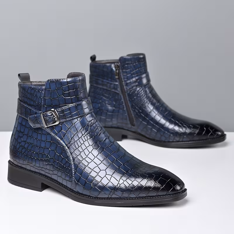 Mid-top laarzen met getextureerd bovenwerk en zijrits - Afbeelding 7