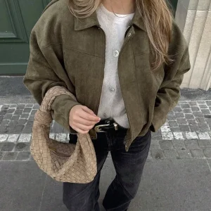 Oversized bomberjack met rits en opstaande kraag