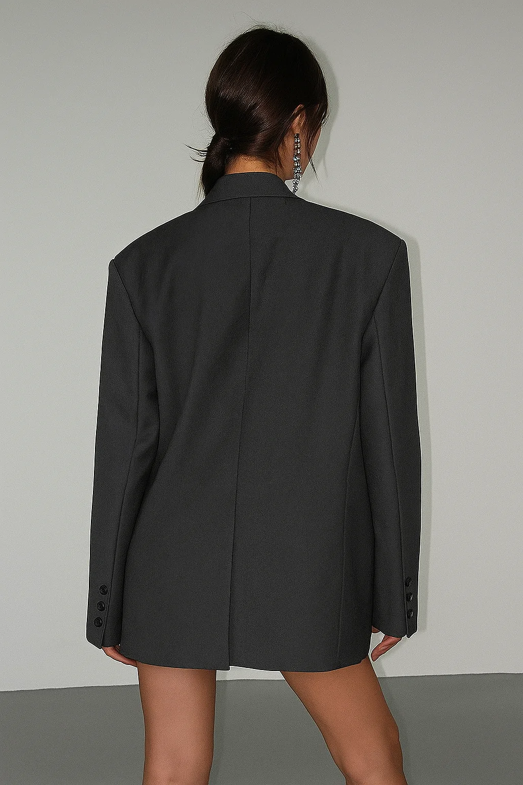 Oversized lange blazer met reverskraag - Afbeelding 8
