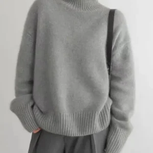 Oversized trui met hoge rolkraag van cashmere