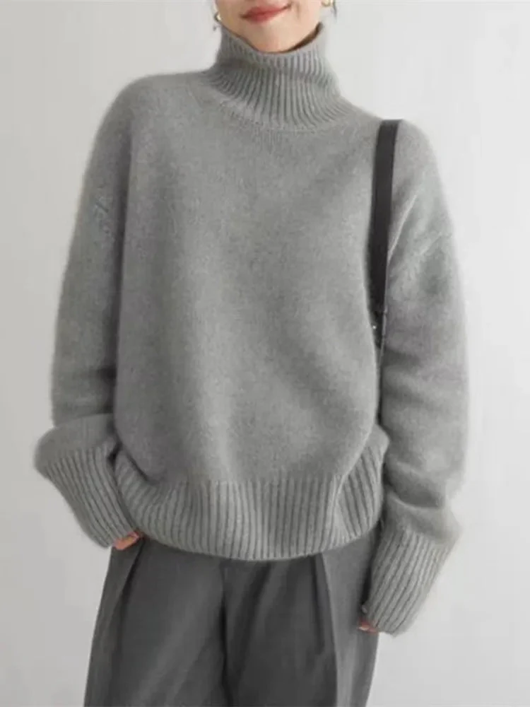 Oversized trui met hoge rolkraag van cashmere - Afbeelding 2