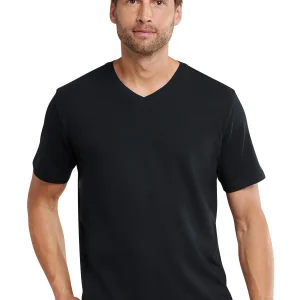 163843 Schiesser Mix & Relax t-shirt met v-hals zwart