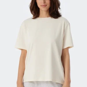 Schiesser Mix+ Relax Dames Shirt – Korte Mouwen, Ronde Hals, Crèmekleurig - 179267-408