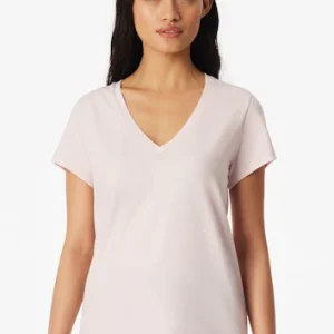 Schiesser Mix+ Relax Dames Shirt – Korte Mouw, V-Hals, Rosé - 183660-506