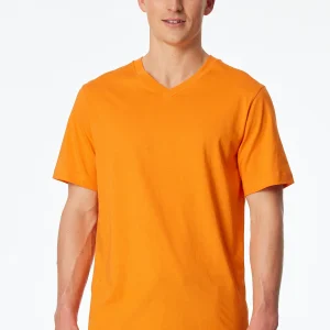 Schiesser Mix+ Relax – Heren Shirt Korte Mouw V-Hals oranje 183535