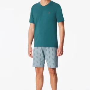 Schiesser Heren Pyjama kort – Groen Ananas 182609-700