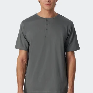 178950-713 Schiesser heren T-Shirt met knoopjes groengrijs