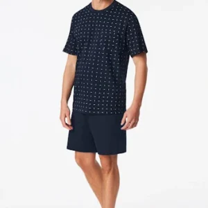 Schiesser Comfort Essentials Heren Pyjama kort – Donkerblauw 181155-803