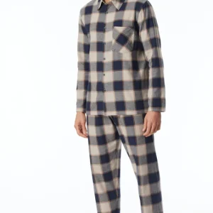 182029 Schiesser heren Pyjama met borstzak in zand