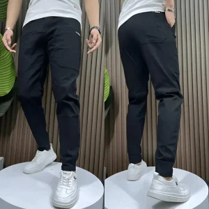 Slim fit cargo broek met elastische boorden