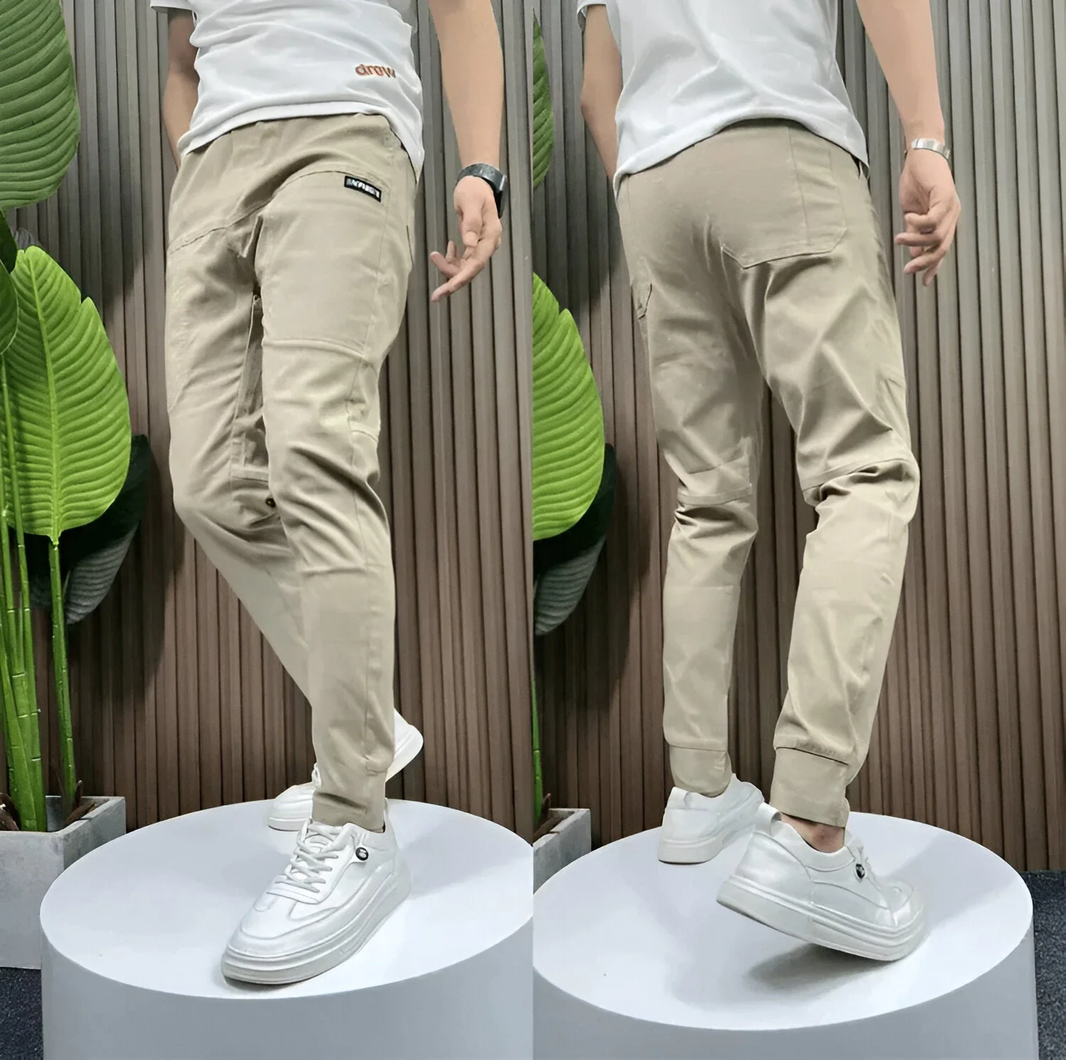 Slim fit cargo broek met elastische boorden - Afbeelding 4