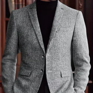 Slim-fit jas met notch lapel en kreukbestendig materiaal