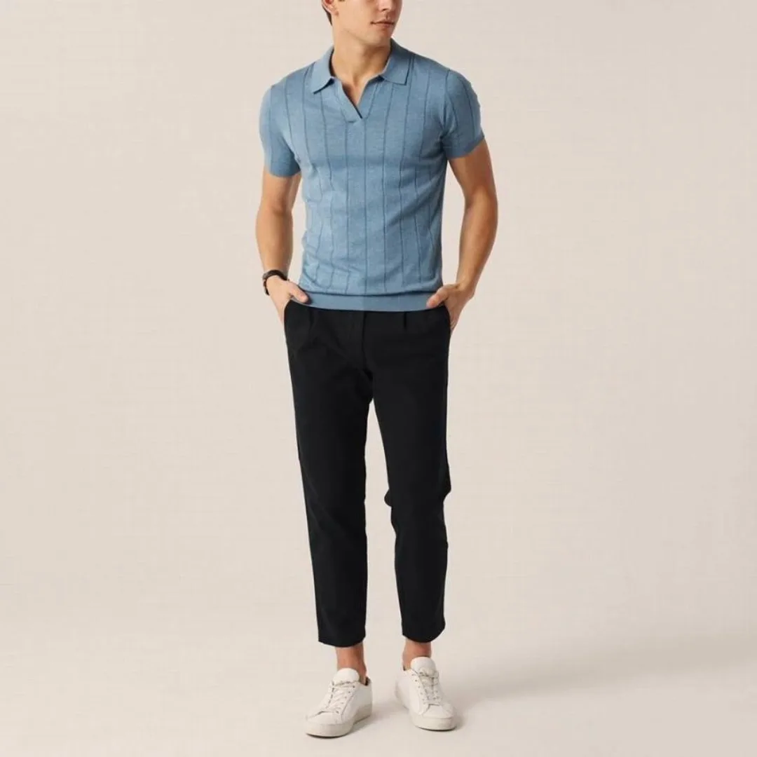 Hugo | Slim fit polo met korte mouwen en verticale ribbels - Afbeelding 3