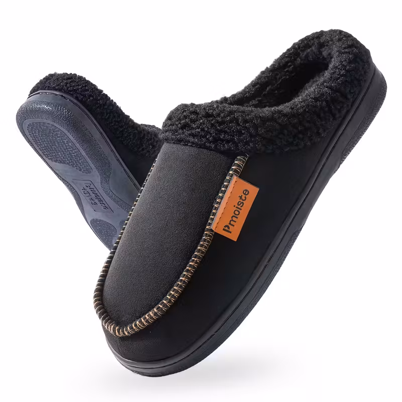 Slip-on pantoffels met pluche rand voor comfort