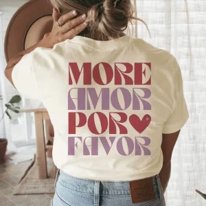 More Amore Por Favor T-shirt met print en korte mouwen