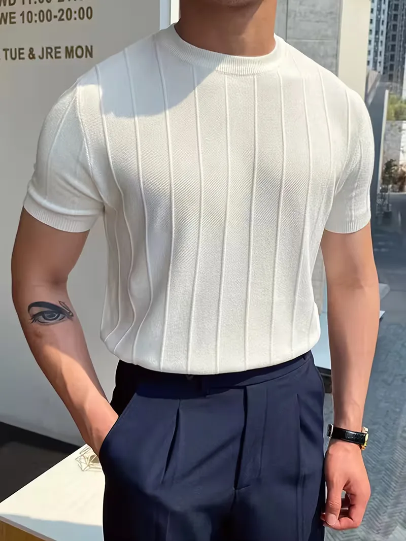 Trui korte mouwen met verticale ribstructuur - Afbeelding 2