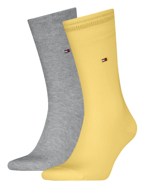 Tommy Hilfiger Heren sokken, set van 2 paar sokken Geel & Grijs,371111 139