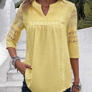 Citroen gele top met 3/4 mouwen