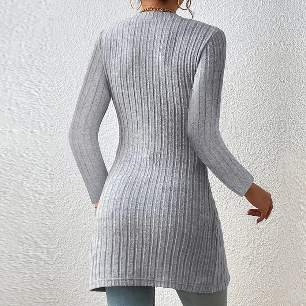 Claudia | Asymmetrische geribbelde cardigan - Afbeelding 3