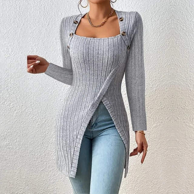 Claudia | Asymmetrische geribbelde cardigan