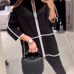 Contrast Coat met rits