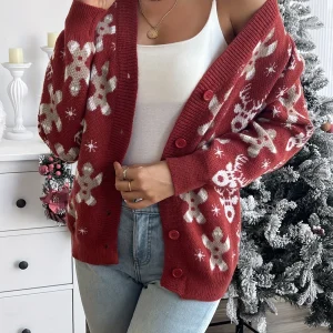 Elin | Elegant gebreid kerstvest met knopen