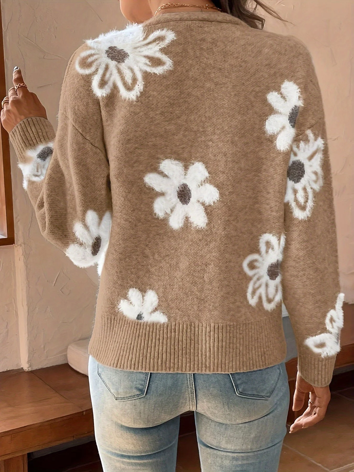 Emma | Bloemenpatroon cardigan trui - Afbeelding 8